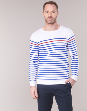 Textil Homem T-shirt mangas compridas Armor Lux YAYAYOUT Branco / Azul / Vermelho