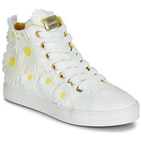 Sapatos Rapariga Sapatilhas de cano-alto Geox JR CIAK GIRL Branco / Flor / Amarelo