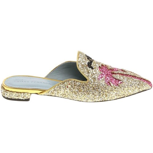 Sapatos Mulher Chinelos Chiara Ferragni CF1842 GLITTER ORO Ouro