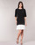 Textil Mulher Sequin Plunge Tie Waist Midi Dress ELBOW SLEEVE DAY DRESS Preto / Branco