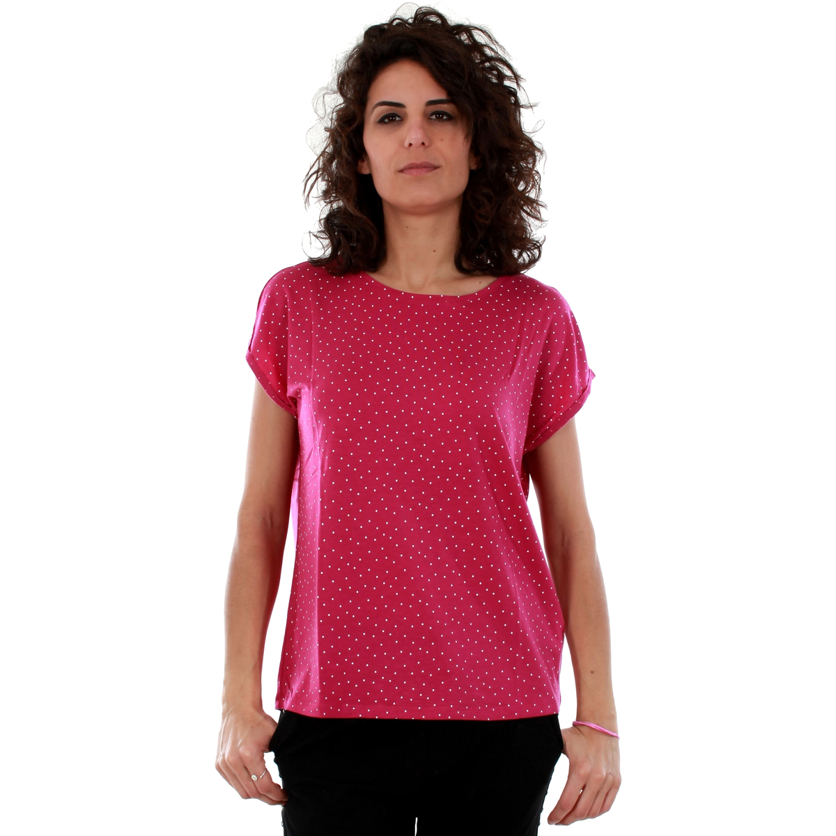Textil Mulher T-Shirt mangas curtas Vero Moda 10211314 VMAVA PLAIN SS TOP AOP GA COLOR FESTIVAL FUCHSL Rosa