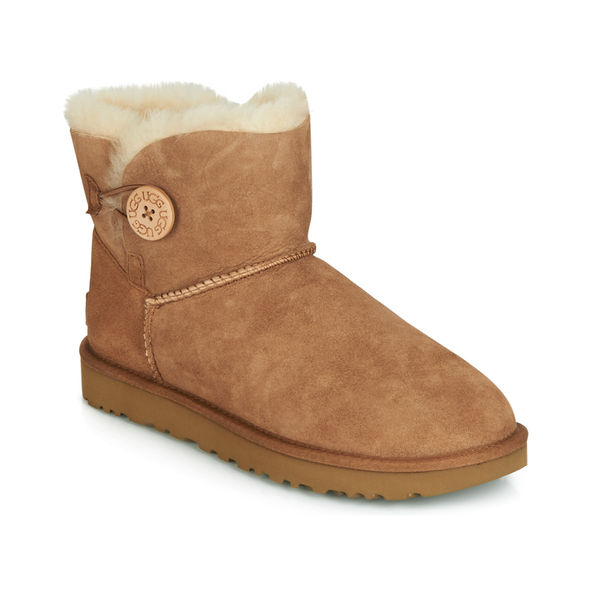Sapatos Mulher Ugg дитячі зимові уггі MINI BAILEY BUTTON II Camel