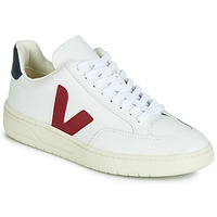 Sapatos Sapatilhas Veja V-12 LEATHER Branco / Azul / Vermelho