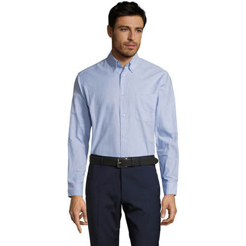 Textil Homem Camisas mangas comprida Sols BOSTON STYLE OXFORD Azul