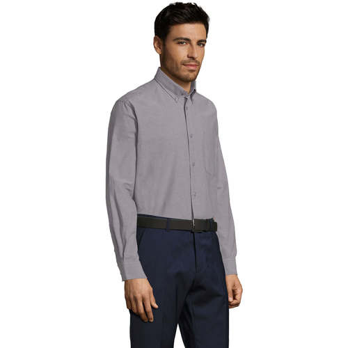 Sols BOSTON-CAMISA HOMBRE OXFORD MANGA LARGA Prata