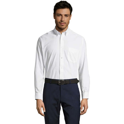 Textil Homem Camisas mangas comprida Sols BOSTON STYLE OXFORD Branco