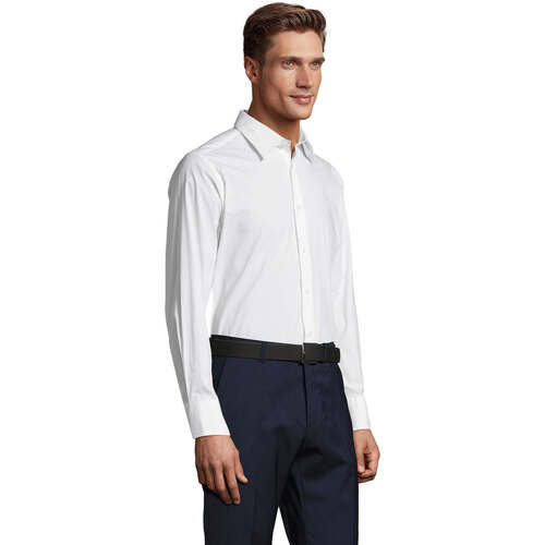 Sols BRIGHTON -CAMISA HOMBRE STRECH MANGA LARGA Branco
