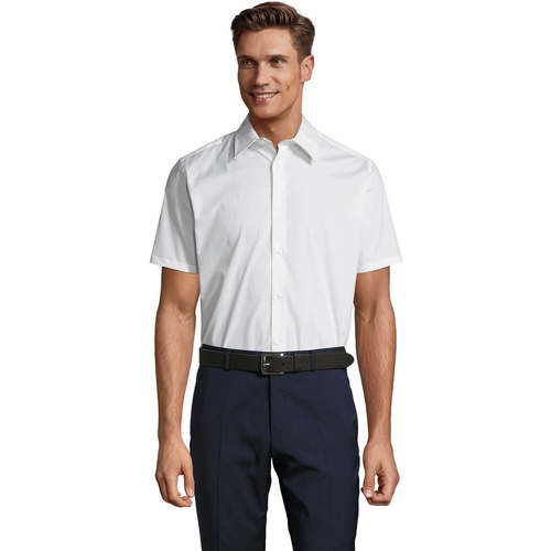 Textil Homem Camisas mangas curtas Sols BROADWAY STRECH MODERN Branco
