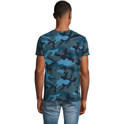 Sols CAMISETA camuflje  HOMBRE CUELLO REDONDO de algodón Azul