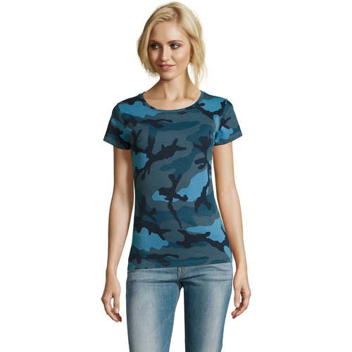 Textil Mulher Jane - Camiseta Mujer Sin Sols CAMOUFLAGE DESIGN WOMEN Azul