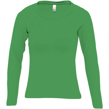 Textil Mulher T-shirt layered mangas compridas Sols MAJESTIC COLORS GIRL Verde