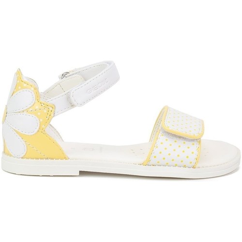 Sapatos Criança Sandálias Geox JR Karly Girl Amarelo, Branco