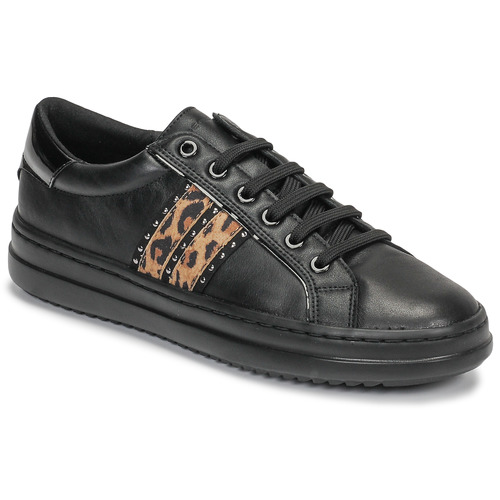 Sapatos Mulher Sapatilhas Geox D PONTOISE Preto / Leopardo