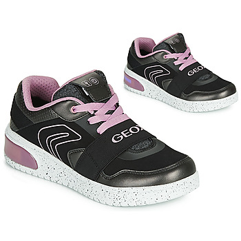 Sapatos Rapariga Sapatilhas de cano-alto Geox J XLED GIRL Preto / Rosa