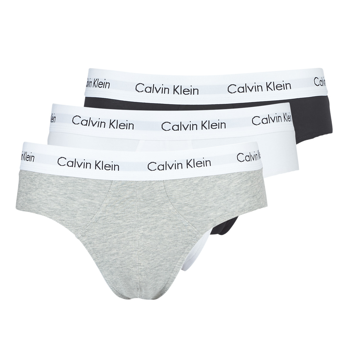 Roupa de interior Homem Cueca Calvin Klein Jeans COTTON STRECH HIP BREIF X 3 Preto / Branco / Cinza