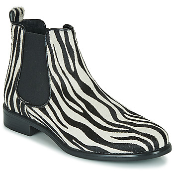 Sapatos Mulher Botas baixas Betty London HUGUETTE Preto / Branco / Zebra