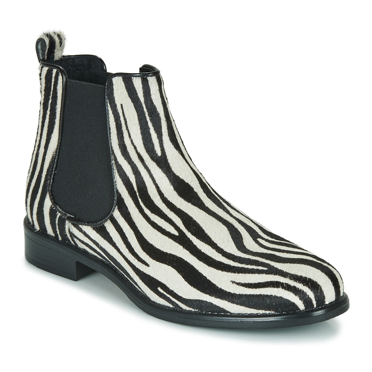 Sapatos Mulher Botas baixas Betty London HUGUETTE Preto / Branco / Zebra