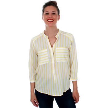 Textil Mulher camisas Vero Moda 10188642 VMERIKA STRIPE 3/4 SHIRT E10 COLOR SNOW WHITE YARROW Amarelo