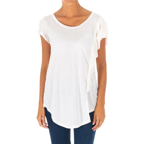 Textil Mulher T-shirt mangas tulle-overlay Met 10DMT0277-J1253-0001 Branco