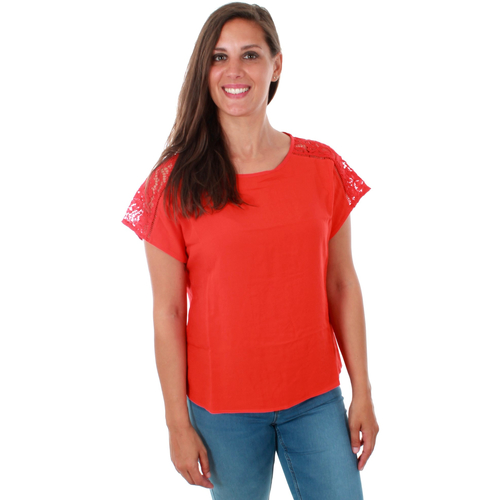 Textil Mulher T-Shirt mangas curtas Vero Moda 10213128 VMCILLE BOCA SS TOP WVN FIERY RED Vermelho