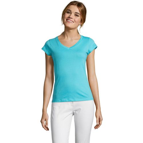 Sols MOON COLORS GIRL-camiseta mujer cuello pico -  100% algodón Azul