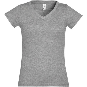 Textil Mulher T-Shirt mangas curtas Sols MOON COLORS GIRL-camiseta mujer cuello pico -  100% algodón Cinza