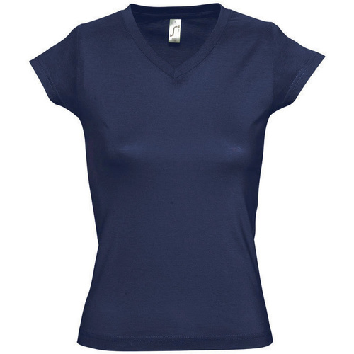 Textil Mulher Aceitar tudo e fechar Sols MOON COLORS GIRL-camiseta mujer cuello pico -  100% algodón Azul