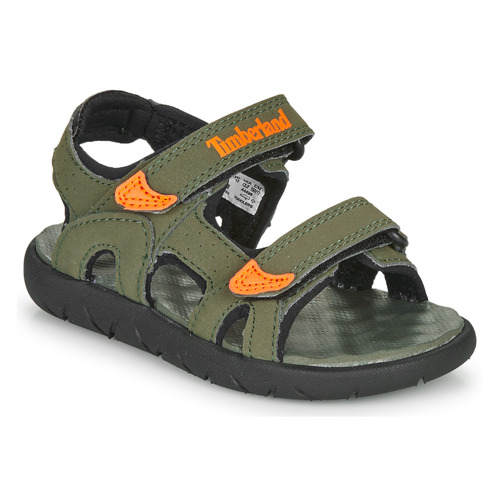 Sapatos Rapaz Sandálias Timberland Waterproof PERKINS ROW 2-STRAP Verde / Laranja