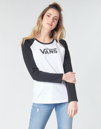 Textil Mulher T-shirt mangas compridas Vans FLYING V LS RAGLAN Branco / Preto