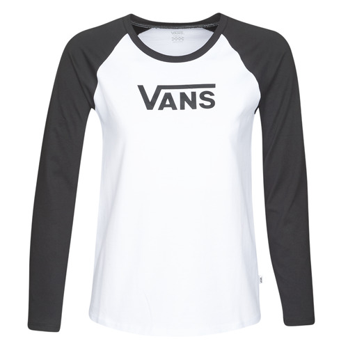 Textil Mulher T-shirt mangas compridas stylish Vans FLYING V LS RAGLAN Branco / Preto