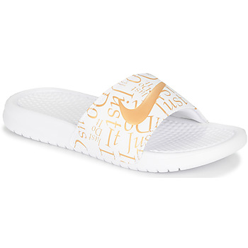 Sapatos Mulher chinelos people Nike BENASSI JUST DO IT Branco / Ouro