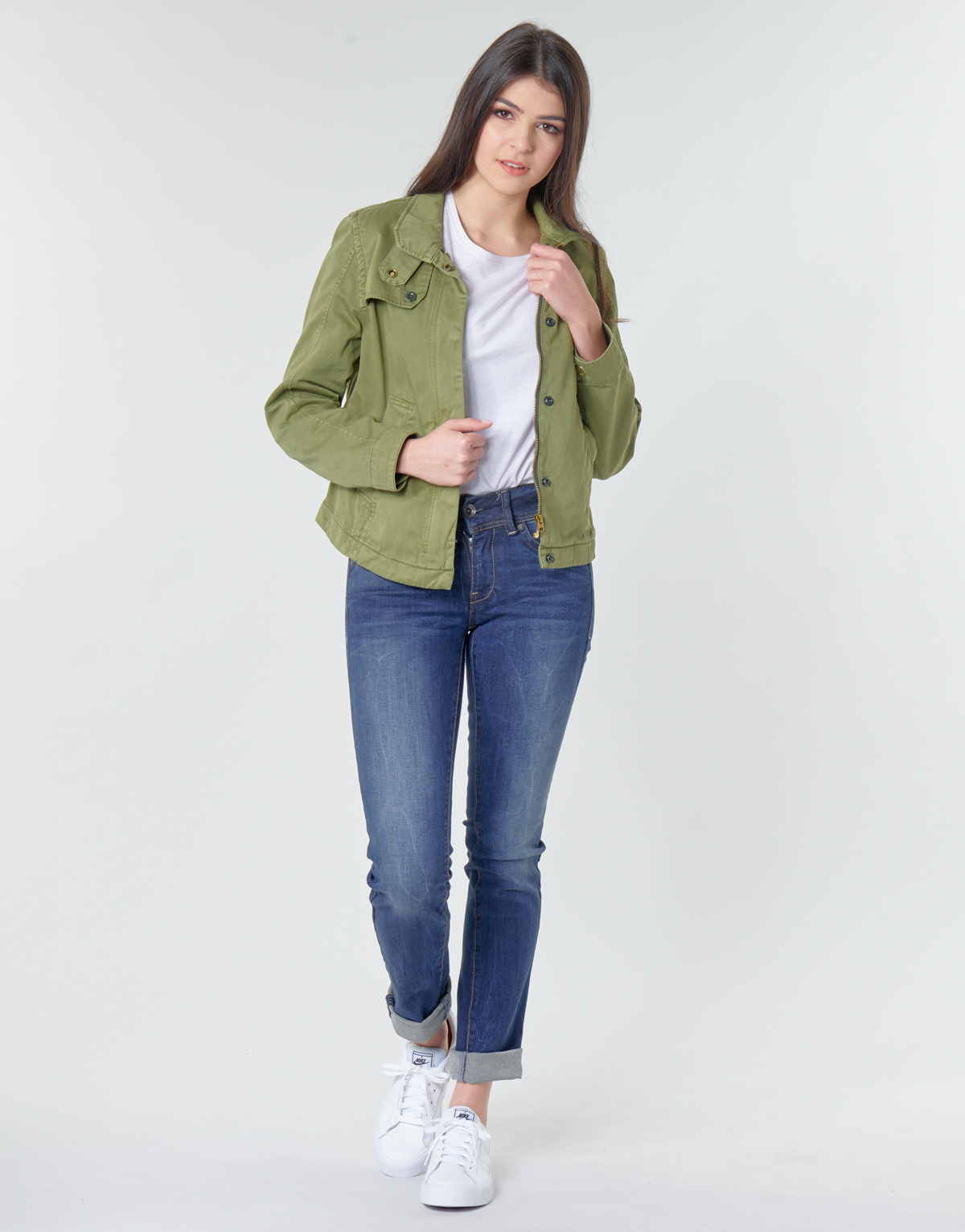 Textil Mulher Calças Jeans Collection G-Star Raw MIDGE MID STRAIGHT WMN Cáqui