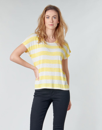 Textil Mulher T-Shirt mangas curtas Vero Moda  Amarelo / Branco