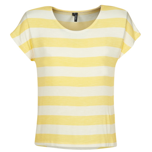 Textil Mulher T-Shirt dress mangas curtas Vero Moda  Amarelo / Branco