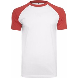 Textil Homem T-Shirt mangas curtas Build Your Brand BY007 Branco/vermelho