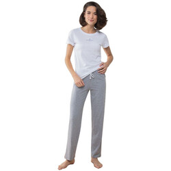 Textil Mulher Pijamas / Camisas de dormir Towel City TC053 Branco/Cinza de couro