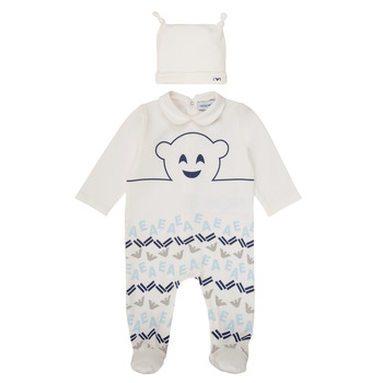 Textil Rapaz Pijamas / Camisas de dormir Emporio Armani 6HHV08-4J3IZ-0101 Branco / Azul