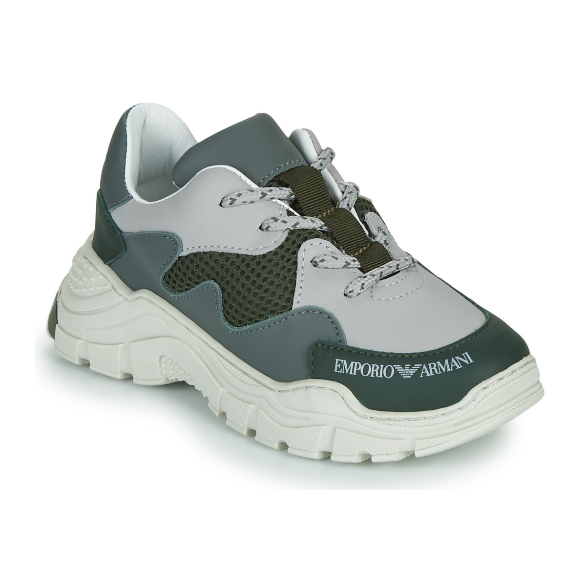 Sapatos Criança Sapatilhas Emporio panelled Armani XYX008-XOI34 Verde / Cinza
