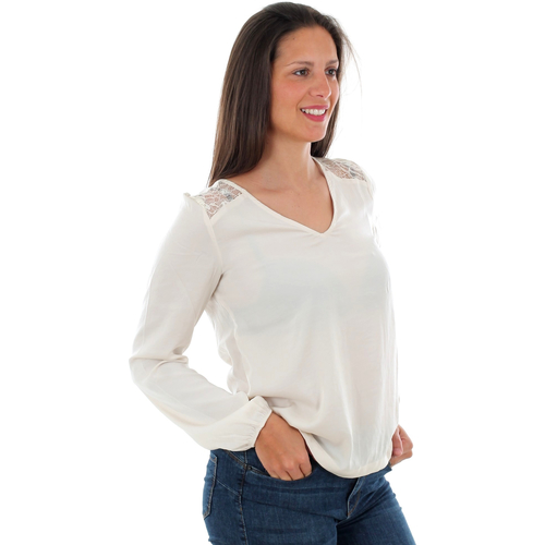 Vero Moda 10220784 VMSANDRA LACE LS V-NECK TOP WVN BF BIRCH Bege