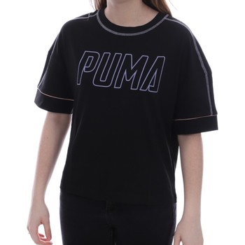 Textil Mulher T-shirts panel e Pólos Puma  Preto