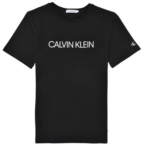 Textil Rapaz T-Shirt mangas curtas Calvin Klein Jeans INSTITUTIONAL T-SHIRT Preto