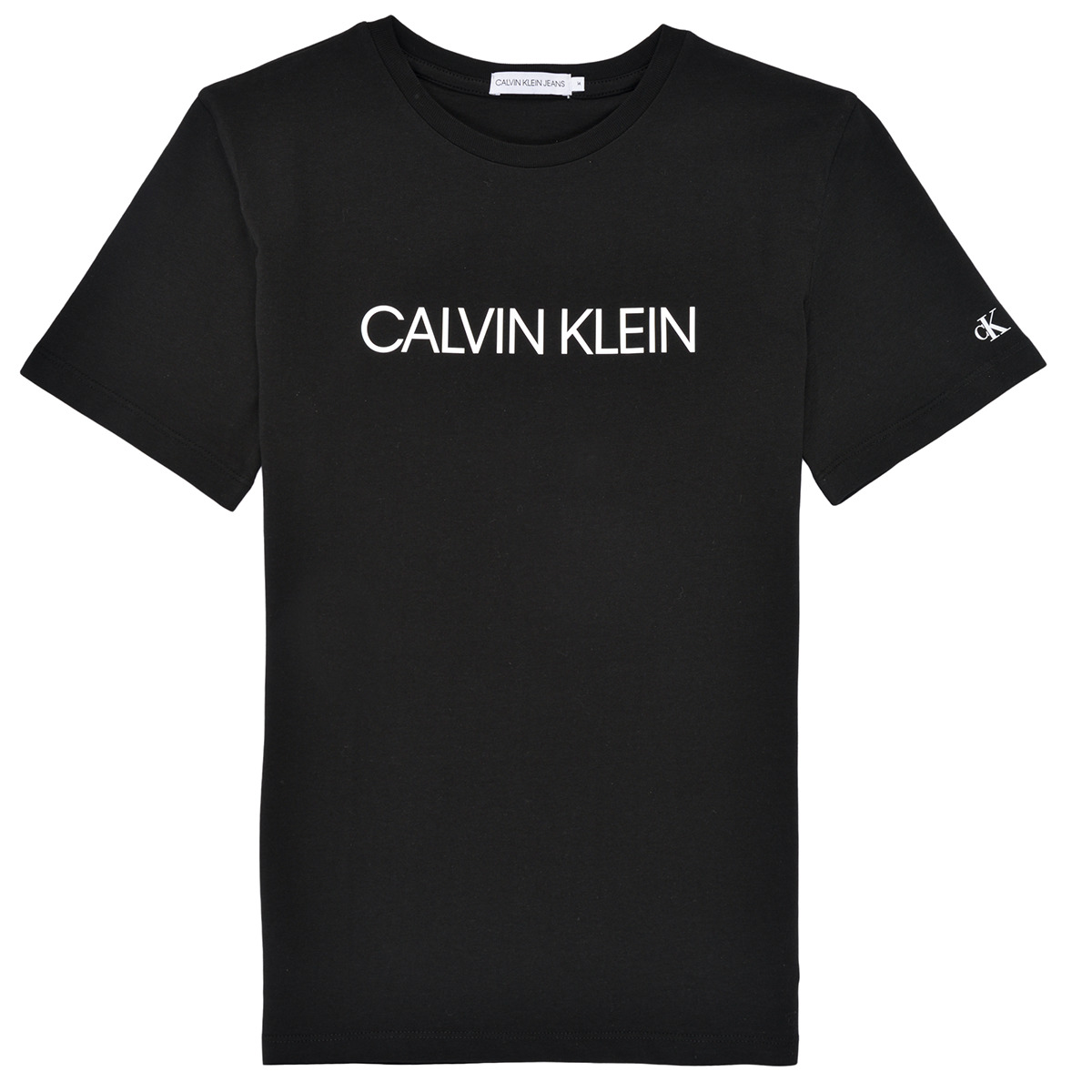 Textil Rapaz T-Shirt mangas curtas Calvin Klein organic colour-block bucket hat Weiß INSTITUTIONAL T-SHIRT Preto