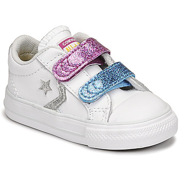 Sapatos Rapariga Sapatilhas A02485C Converse STAR PLAYER 2V GLITTER TEXTILE OX Branco / Azul / Rosa