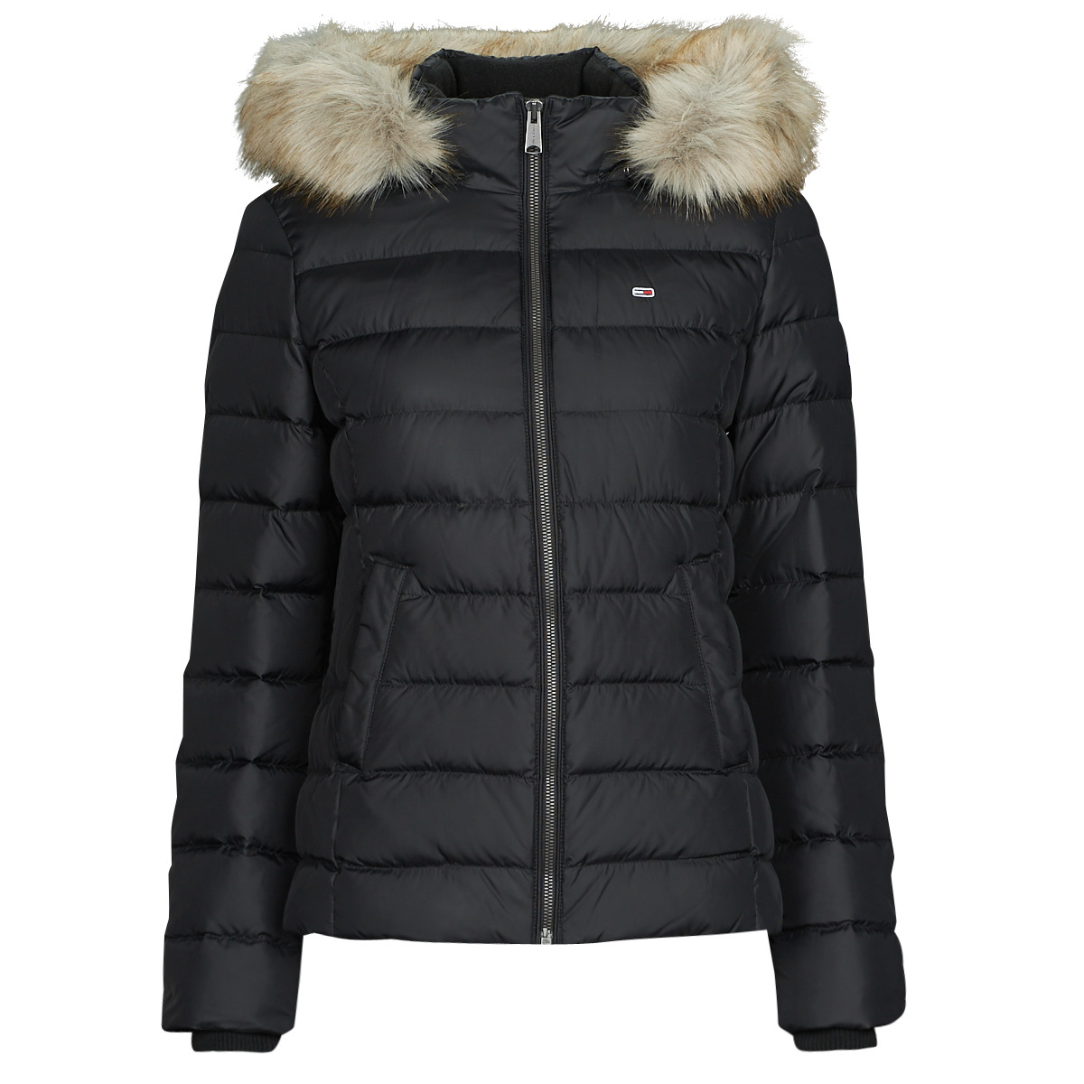 Textil Mulher Quispos Tommy BCV Jeans TJW BASIC HOODED DOWN JACKET Preto