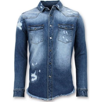 Textil Homem Camisas mangas comprida Enos 107492832 Azul