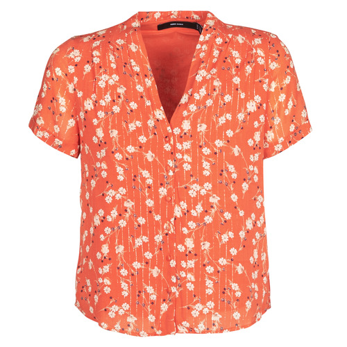 Textil Mulher Vmbumpy Ss Calf Shirt Dress Vero Moda VMSOFIE Vermelho