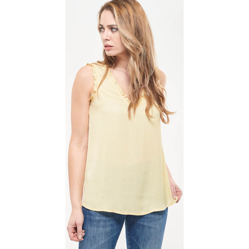 Textil Mulher Mid weight long sleeve t shirt Le Temps des Cerises Top NOLANA Amarelo