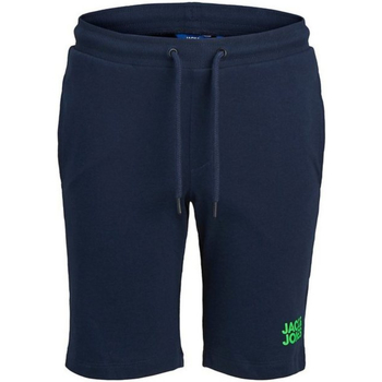 Textil Rapaz Shorts / Bermudas Jack & Jones 12173262 JJIBOB JJSWEAT SHORTS IMP JR NAVY BLAZER Azul