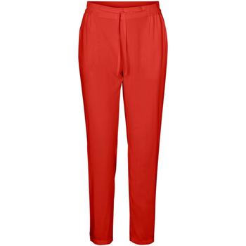 Textil Mulher Calças Vero Moda 10227814 VMSIMPLY EASY NW LOOSE PANT WVN GA AURORA RED Rojo