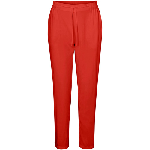 Textil Mulher Calças Vero Moda 10227814 VMSIMPLY EASY NW LOOSE PANT WVN GA AURORA RED Vermelho